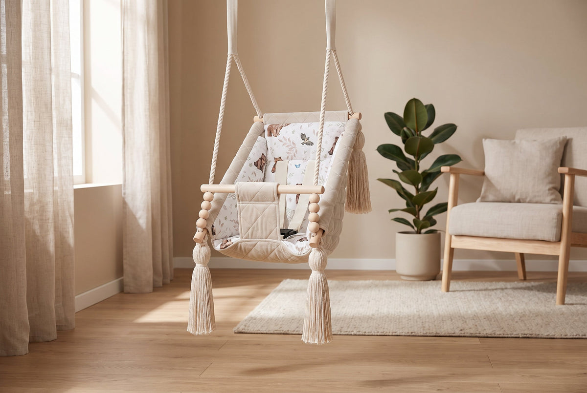 Altalena 3 in 1 in Beige - Altalena Interno in Legno nella cameretta