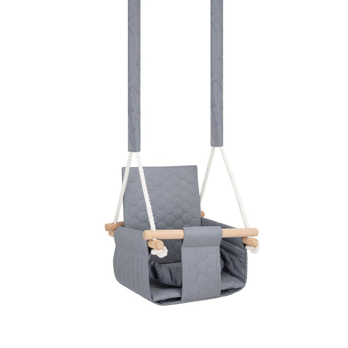 Altalena Impermeabile da Esterno per Bambini Grigio Chiaro con Struttura in Legno