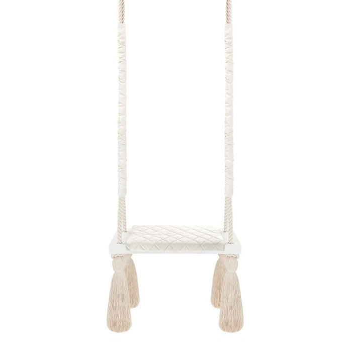 Altalena da Interno in Velluto con Tavola di Legno - Beige