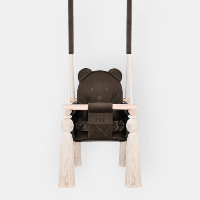 Altalena per Bambini in Velluto Marrone - Altalena Interno