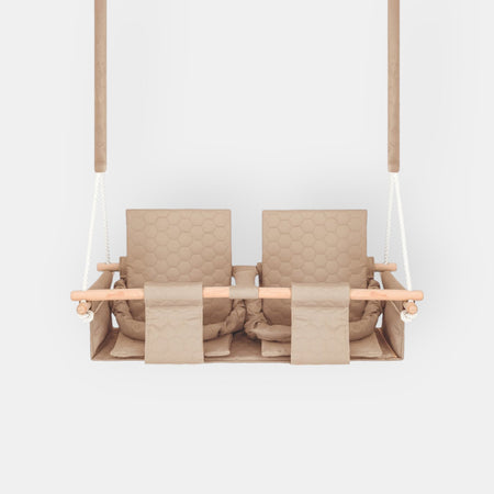 Altalena Doppia da Giardino in Beige - Impermeabile per Esterno e Interno