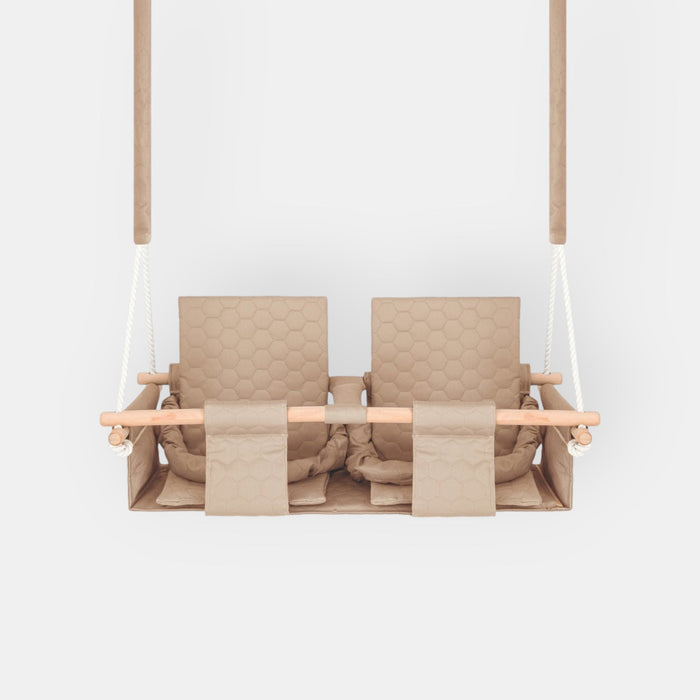 Altalena Doppia da Giardino in Beige - Impermeabile per Esterno e Interno