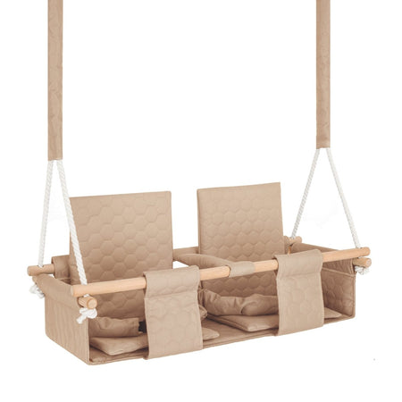 Altalena Doppia da Giardino in Beige - Impermeabile per Esterno e Interno
