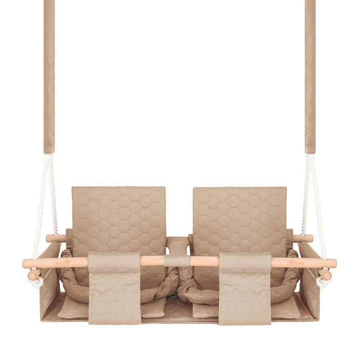 Altalena Doppia da Giardino in Beige - Impermeabile per Esterno e Interno