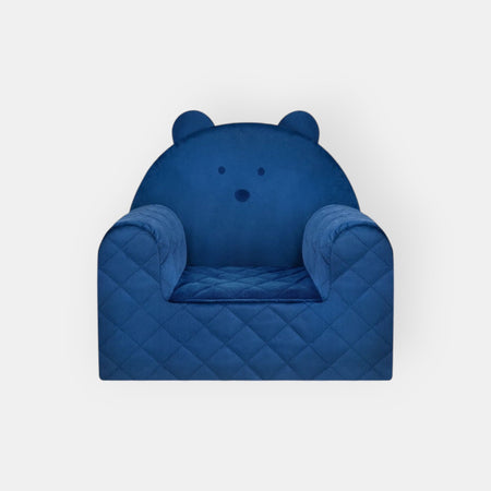 Poltroncina Cameretta a Forma di Orso in Velluto Blu Scuro