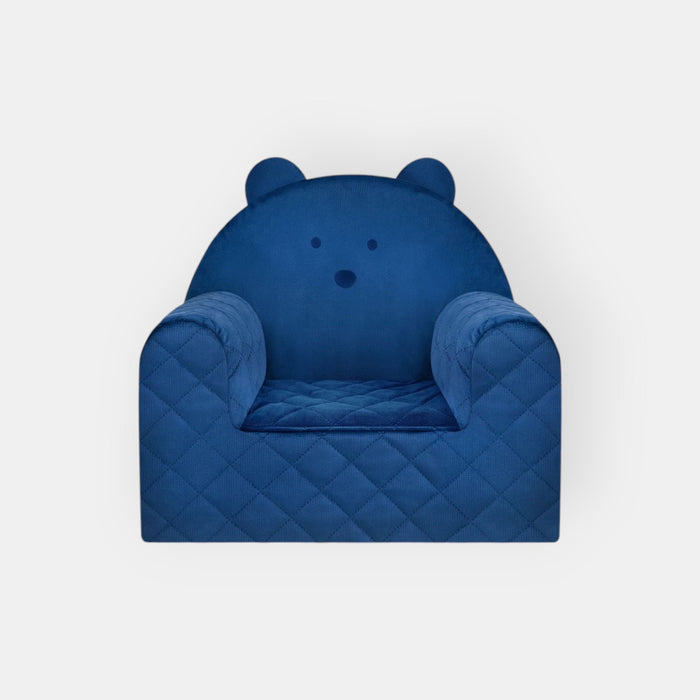 Poltroncina Cameretta a Forma di Orso in Velluto Blu Scuro