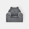 Poltroncina Cameretta a Forma di Orso in Velluto Grigio Scuro