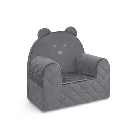 Poltroncina Cameretta a Forma di Orso in Velluto Grigio Scuro