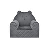 Poltroncina Cameretta a Forma di Orso in Velluto Grigio Scuro