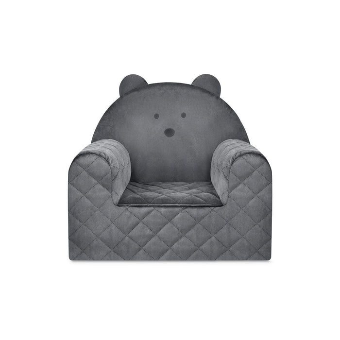 Poltroncina Cameretta a Forma di Orso in Velluto Grigio Scuro