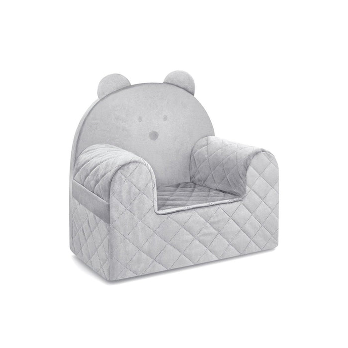Poltroncina Cameretta a Forma di Orso in Velluto Grigio Chiaro