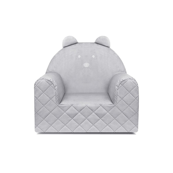 Poltroncina Cameretta a Forma di Orso in Velluto Grigio Chiaro