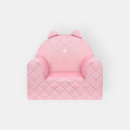 Poltroncina Cameretta a Forma di Orso in Velluto Rosa