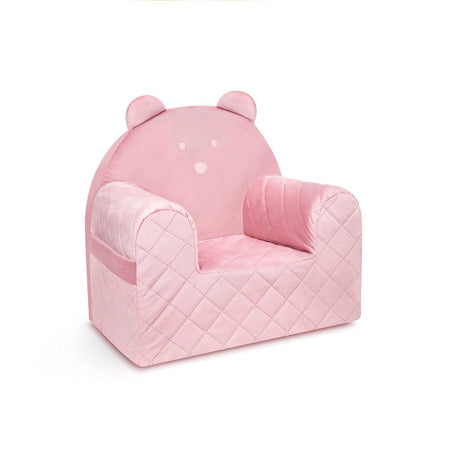 Poltroncina Cameretta a Forma di Orso in Velluto Rosa