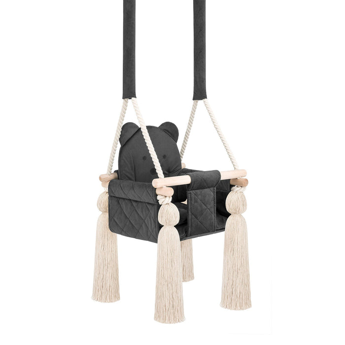 Altalena per Bambini in Velluto Grigio Scuro - Altalena Interno