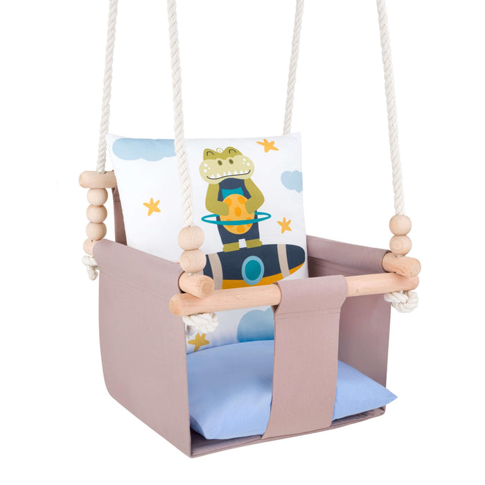 Altalena per Bambini con Motivo Coccodrillo - Altalena Interno con Cuscini