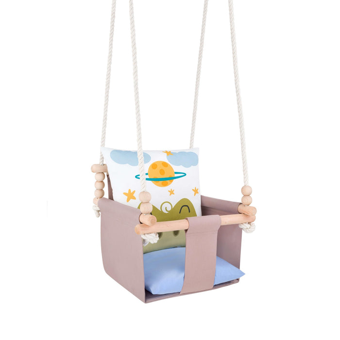 Altalena per Bambini con Motivo Coccodrillo - Altalena Interno con Cuscini