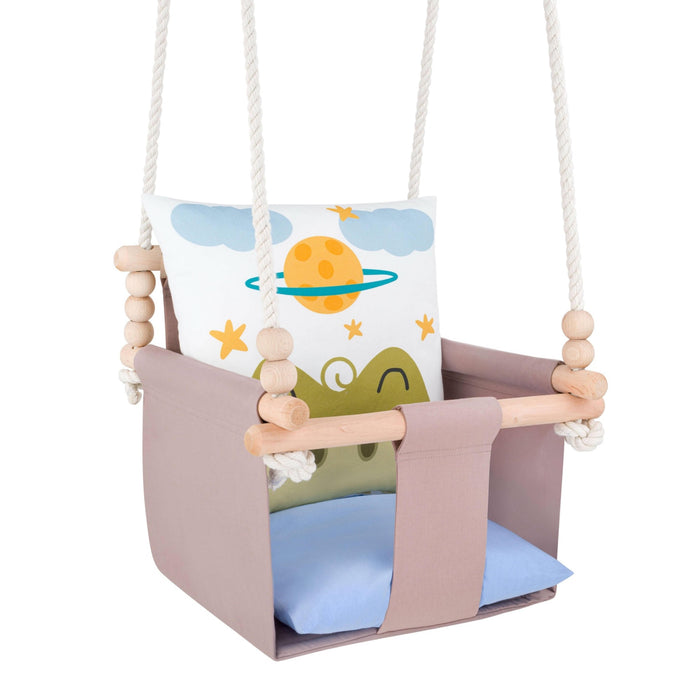 Altalena per Bambini con Motivo Coccodrillo - Altalena Interno con Cuscini