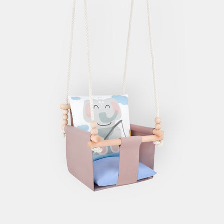 Altalena per Bambini con Motivo Elefante - Altalena Interno con Cuscini