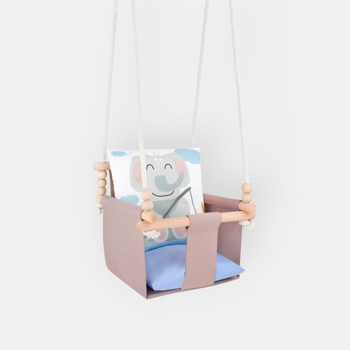 Altalena per Bambini con Motivo Elefante - Altalena Interno con Cuscini