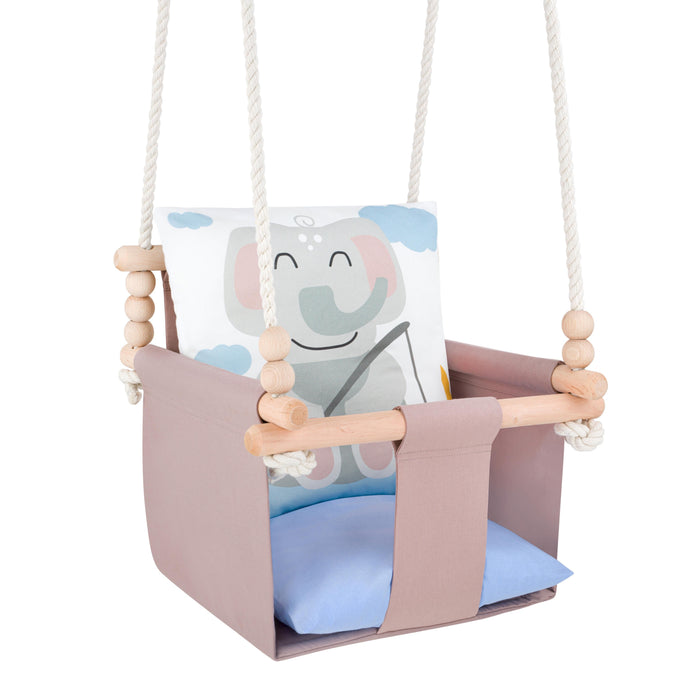 Altalena per Bambini con Motivo Elefante - Altalena Interno con Cuscini