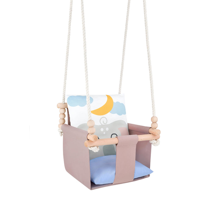 Altalena per Bambini con Motivo Elefante - Altalena Interno con Cuscini