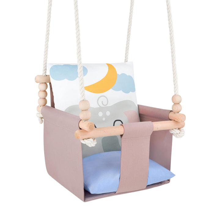 Altalena per Bambini con Motivo Elefante - Altalena Interno con Cuscini