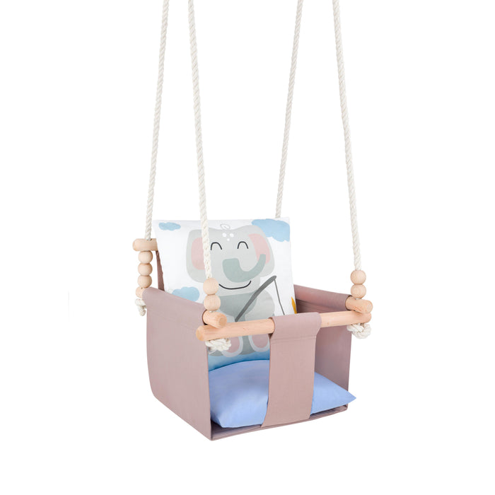 Altalena per Bambini con Motivo Elefante - Altalena Interno con Cuscini