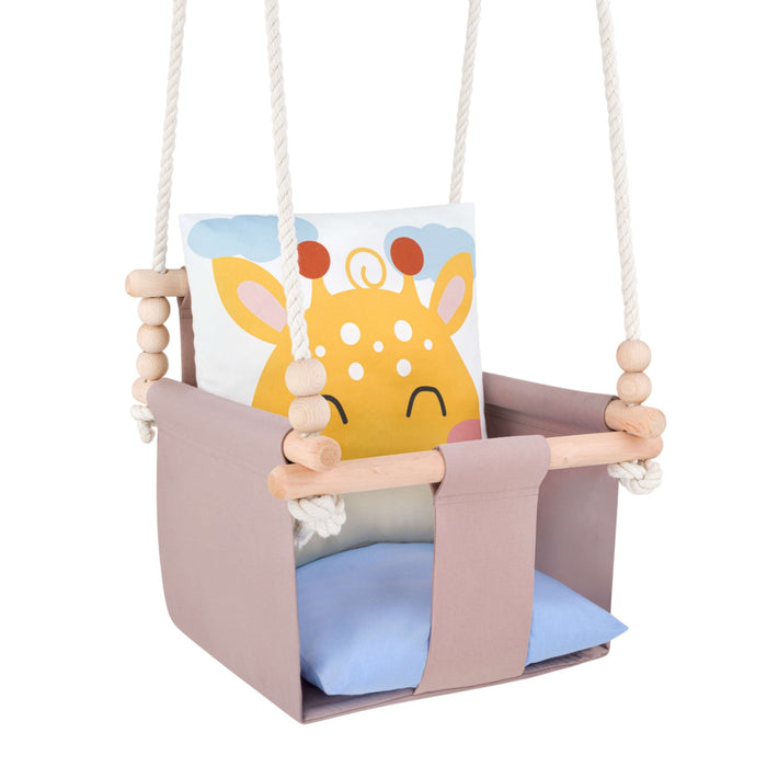 Altalena per Bambini con Motivo Giraffa - Altalena Interno con Cuscini