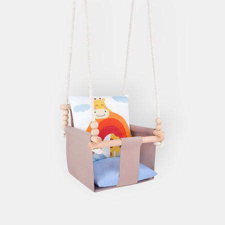 Altalena per Bambini con Motivo Giraffa - Altalena Interno con Cuscini