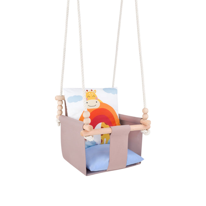 Altalena per Bambini con Motivo Giraffa - Altalena Interno con Cuscini