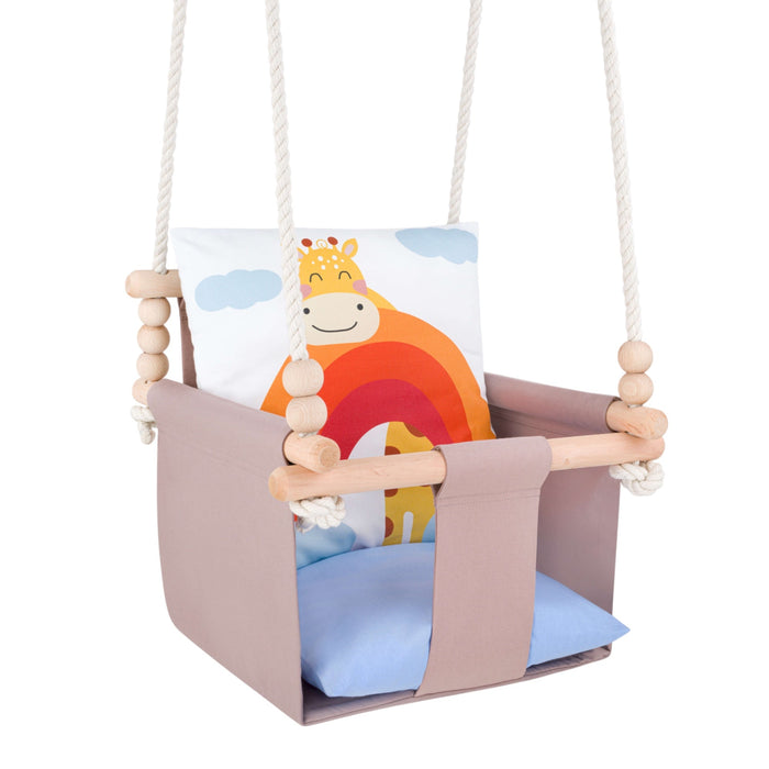 Altalena per Bambini con Motivo Giraffa - Altalena Interno con Cuscini
