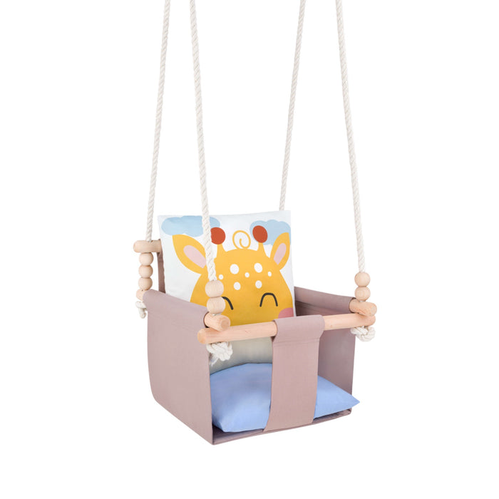 Altalena per Bambini con Motivo Giraffa - Altalena Interno con Cuscini