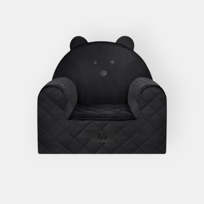 Poltroncina Cameretta a Forma di Orso in Velluto Nero