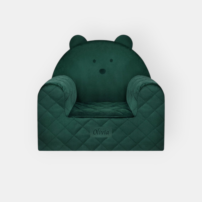 Poltroncina Cameretta a Forma di Orso in Velluto Verde