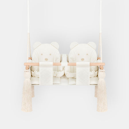 Altalena Doppia per Bambini in Beige - Altalena per Gemelli