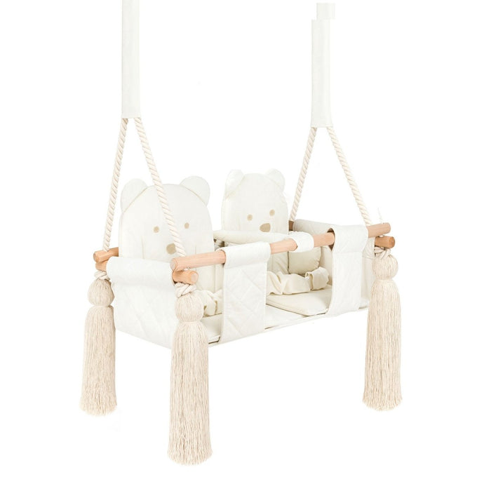 Altalena Doppia per Bambini in Beige - Altalena per Gemelli