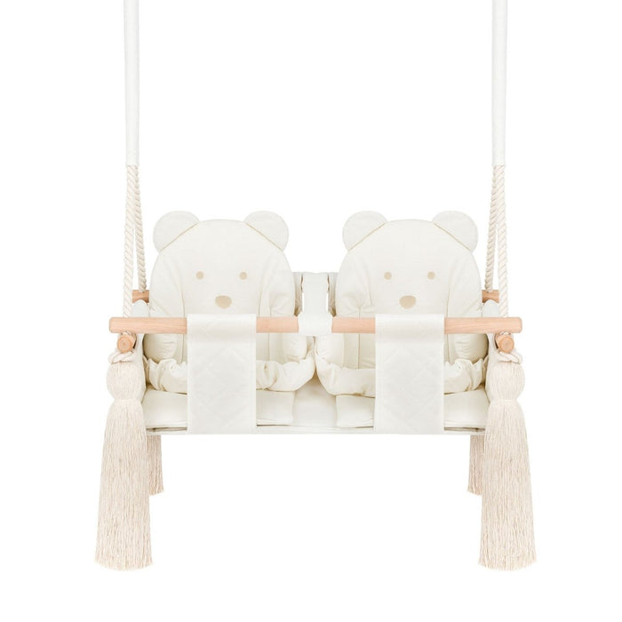 Altalena Doppia per Bambini in Beige - Altalena per Gemelli
