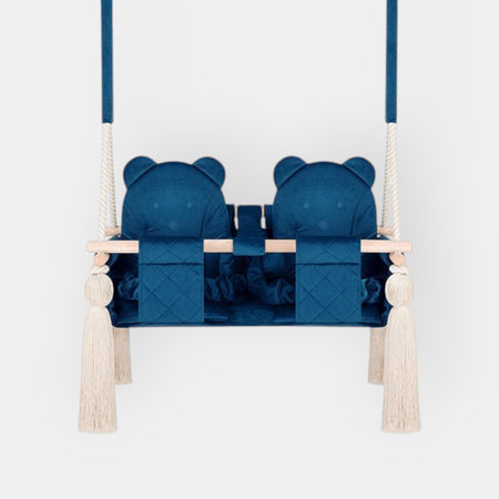 Altalena Doppia per Bambini in Blu Scuro - Altalena per Gemelli