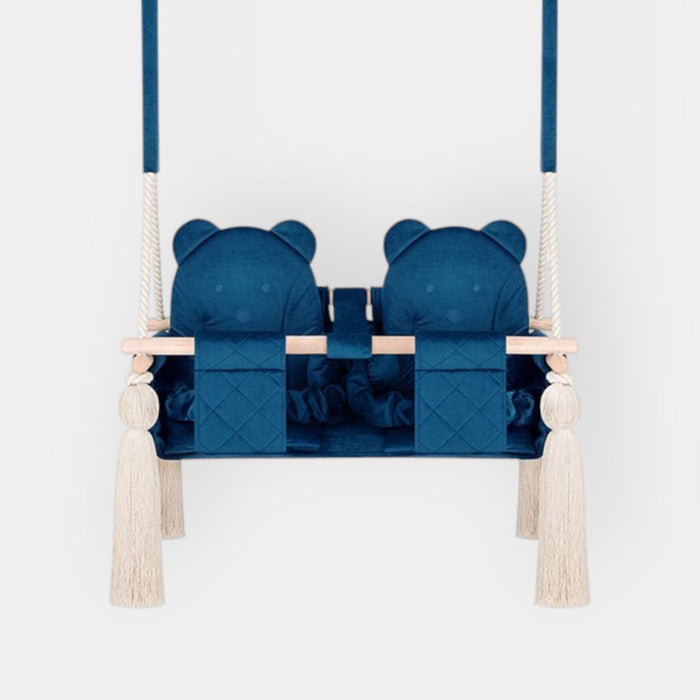 Altalena Doppia per Bambini in Blu Scuro - Altalena per Gemelli