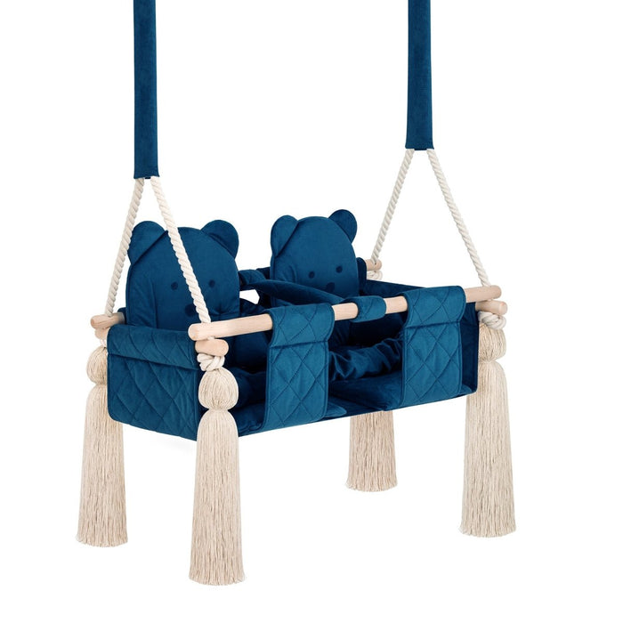 Altalena Doppia per Bambini in Blu Scuro - Altalena per Gemelli