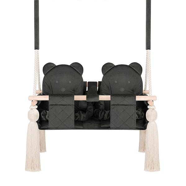 Altalena Doppia per Bambini in Grigio Scuro - Altalena per Gemelli