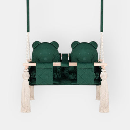 Altalena Doppia per Bambini in Verde - Altalena per Gemelli