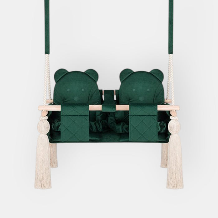Altalena Doppia per Bambini in Verde - Altalena per Gemelli
