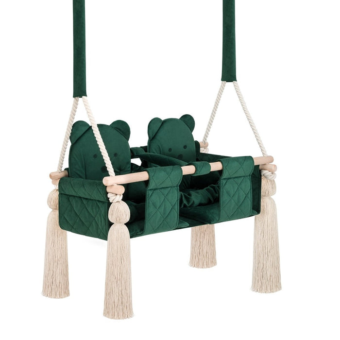 Altalena Doppia per Bambini in Verde - Altalena per Gemelli