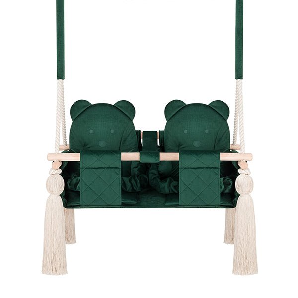 Altalena Doppia per Bambini in Verde - Altalena per Gemelli