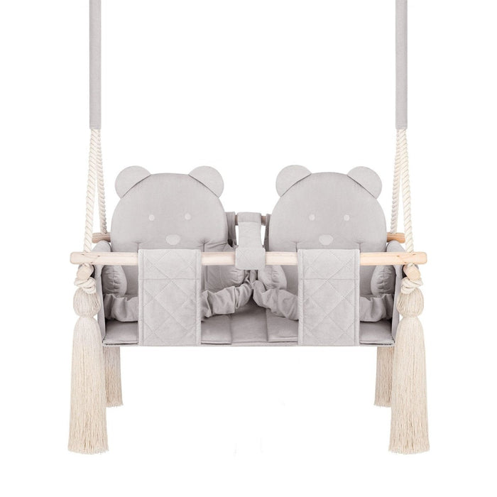 Altalena Doppia per Bambini in Grigio Chiaro - Altalena per Gemelli