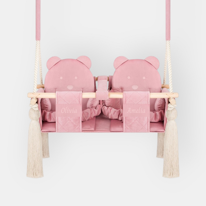 Altalena Doppia per Bambini in Rosa - Altalena per Gemelli