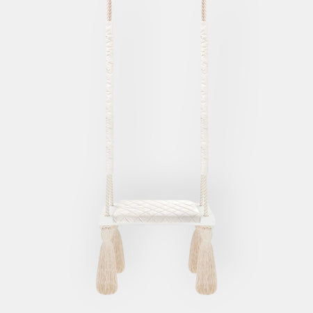 Altalena in Legno Massello per Bambini in Beige - Altalena Interno