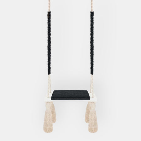 Altalena in Legno Massello per Bambini in Nero - Altalena Interno